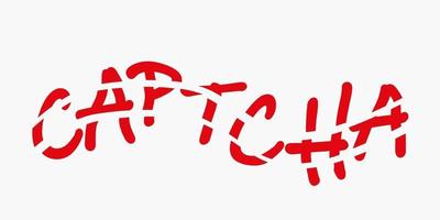 Captcha vector illustration. Red crossed out letters on white background.