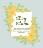 Tarjeta de felicitación floral con flores para invitación de boda. vector