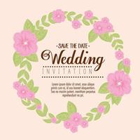 Greeting card with floral wreath for wedding invitation vector