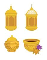 eid al adha celebration icon set vector