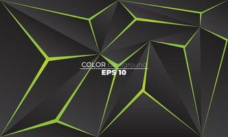 Polygonal shapes background  low poly triangles mosaic black and green neon vector