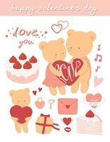 Cute valentine's day elements set Vector