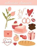 Cute valentine's day elements set Vector