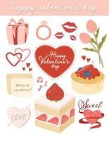 Cute valentine's day elements set Vector