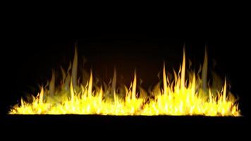 Realistic horizontal fire flames isolated on black background for your arts vector