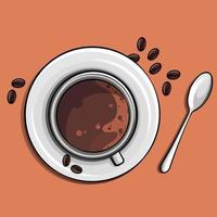 tiempo para una imagen de vector de café apetitoso, taza de café y cuchara