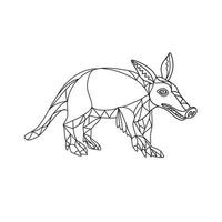 Aardvark Black and White Mono Line vector