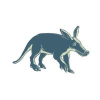 Aardvark Scratchboard Style vector