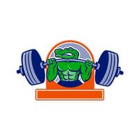 alligator lifting weights front vector