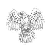 American Eagle Clutching Skull Doodle vector