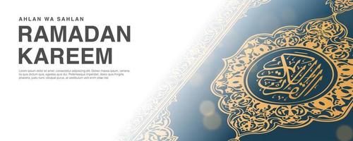 Ramadan Kareem Vector Template with 3D Realistic Quran.