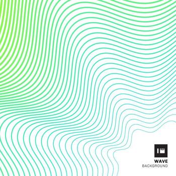 Abstract striped green wave curved line pattern on white background. vector