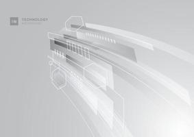 Abstract technology concept. Gray and white geometric corporate design perspective background. vector