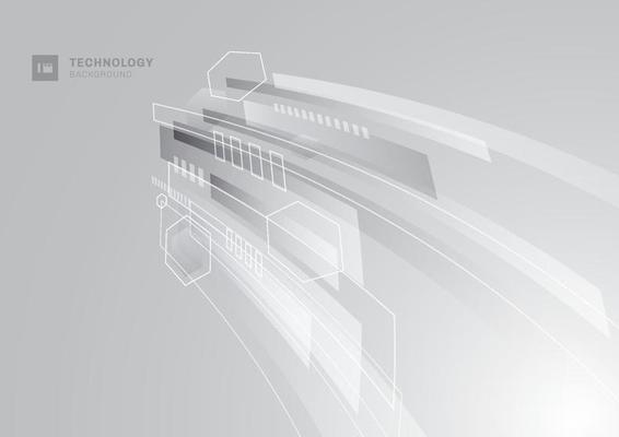 Abstract technology concept. Gray and white geometric corporate design perspective background.