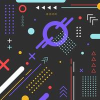 Abstract elements geometric colorful pattern circle, triangle, line on black background. vector