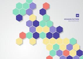 Abstract colorful hexagons shape minimal pattern on white background. vector