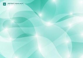 Abstract curve form shapes overlapping with lighting on green mint color background. vector
