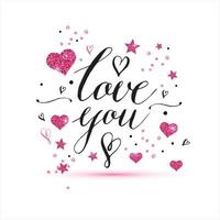 I love you text of valentines day background vector