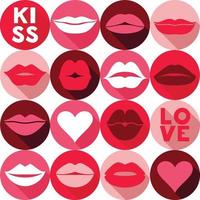 Valentine background pattern with lips. Pop art style backround in pink vector