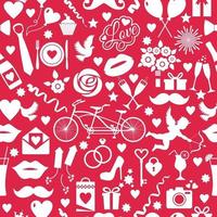 seamless pattern for valentines day with celebtation elements on red vector