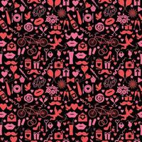 seamless pattern for valentines day with celebtation elements on black vector