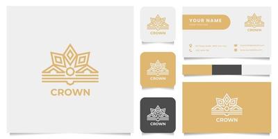 Ornamental Crown Logo with Business Card Template vector