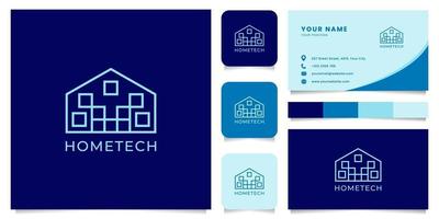 logotipo de tecnología para el hogar con plantilla de tarjeta de visita vector