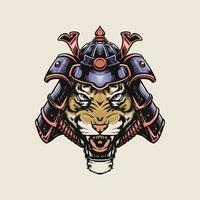 tigre usando casco de samurai vector