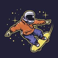 Astronaut skateboarding in space vector