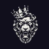 King lion head illustration with crown vector