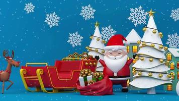 Santa Claus, a Reindeer, the Sleigh
