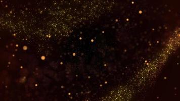 particelle dorate astratte che galleggiano nello spazio video