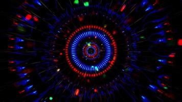 Túnel de reflexão de néon de partículas brilhantes video