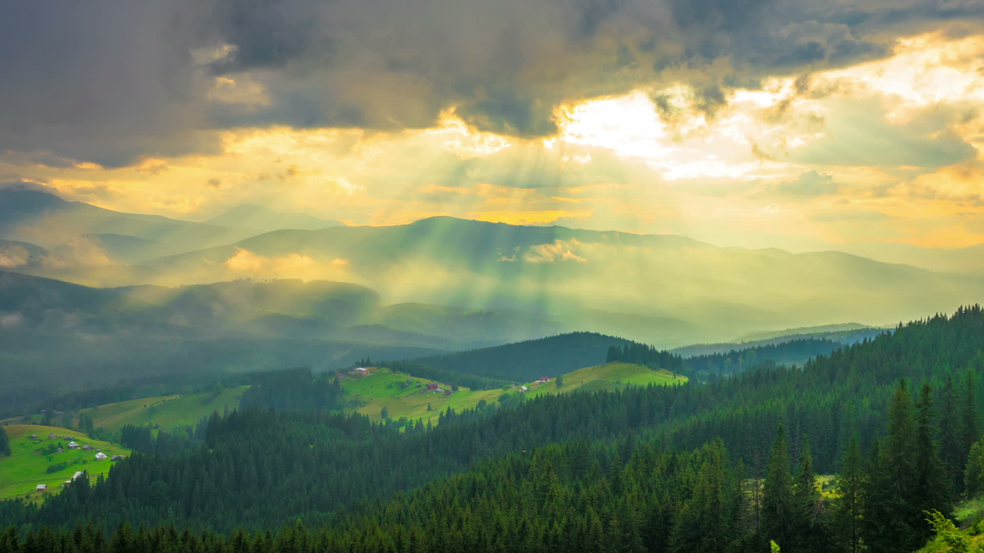 The Mountain Forest On Background Of Sunset With Sun Rays 2014413 Stock Video At Vecteezy