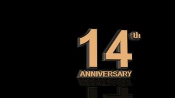 14th Anniversary. Golden 3d lettering text. video