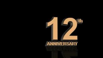 12th Anniversary. Golden 3d lettering text. video