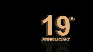 19 aniversario. texto de letras 3d de oro. video