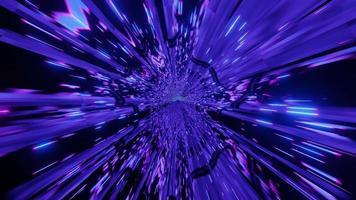 Blue neon lights tunnel sci fi 3d illustration vj loop video