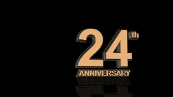 24 aniversario. texto de letras 3d de oro. video