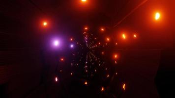 luci in movimento sul tunnel di sci fi illustrazione 3d vj loop