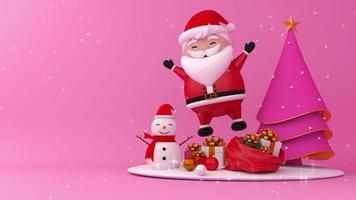 Pink Merry Christmas and Happy new year 3d rendering. video