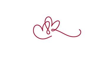 logotipo de animação de corações de dois amantes vermelhos monoline. video