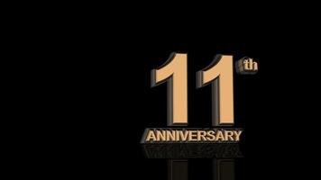 11th Anniversary. Golden 3d lettering text. video