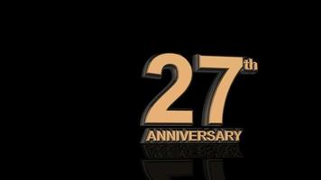 27 aniversario. texto de letras 3d de oro. video