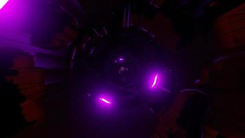 Bewegen von Neonlichtern auf einem coolen Science-Fiction-Tunnel video