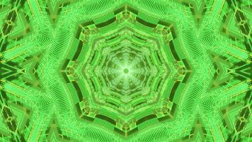 Green star tunnel kaleidoscope motion design 3d illustration dj loop video