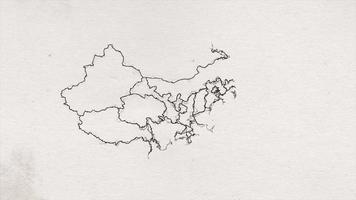 China Hand Drawn Map Ink Textured Showing Up Intro video