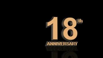 18 aniversario. texto de letras 3d de oro. video