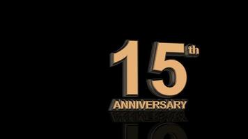 15 aniversario. texto de letras 3d de oro. video