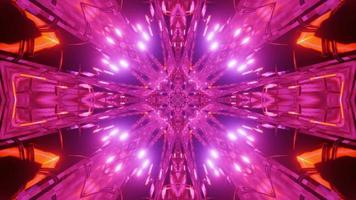 Abstract red tunnel kaleidoscope mandala 3d illustration vj loop video